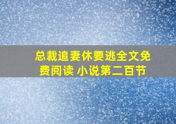 总裁追妻休要逃全文免费阅读 小说第二百节